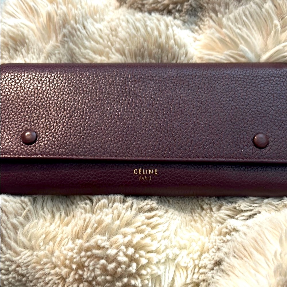 Celine Burgundy Leather Wallet